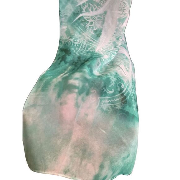 JM Collections Woman Mint Green and White Sequined Boho Blouse with Flaired Bell - Picture 9 of 13